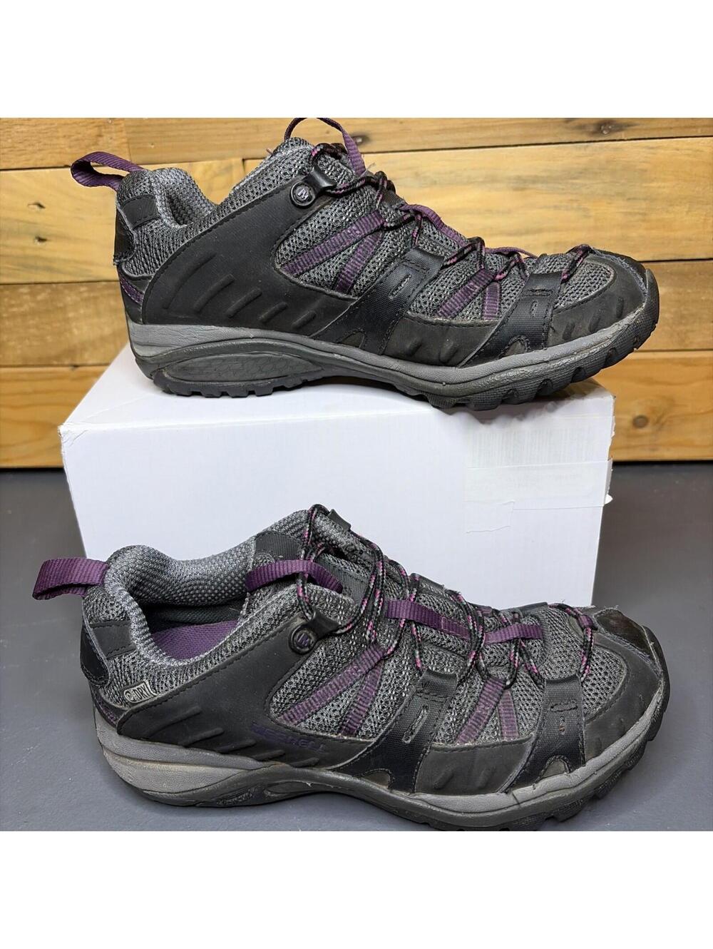 Merrell Shoes Womens 6 Hiking Mountain Trail Performance Footwear Black/Damson